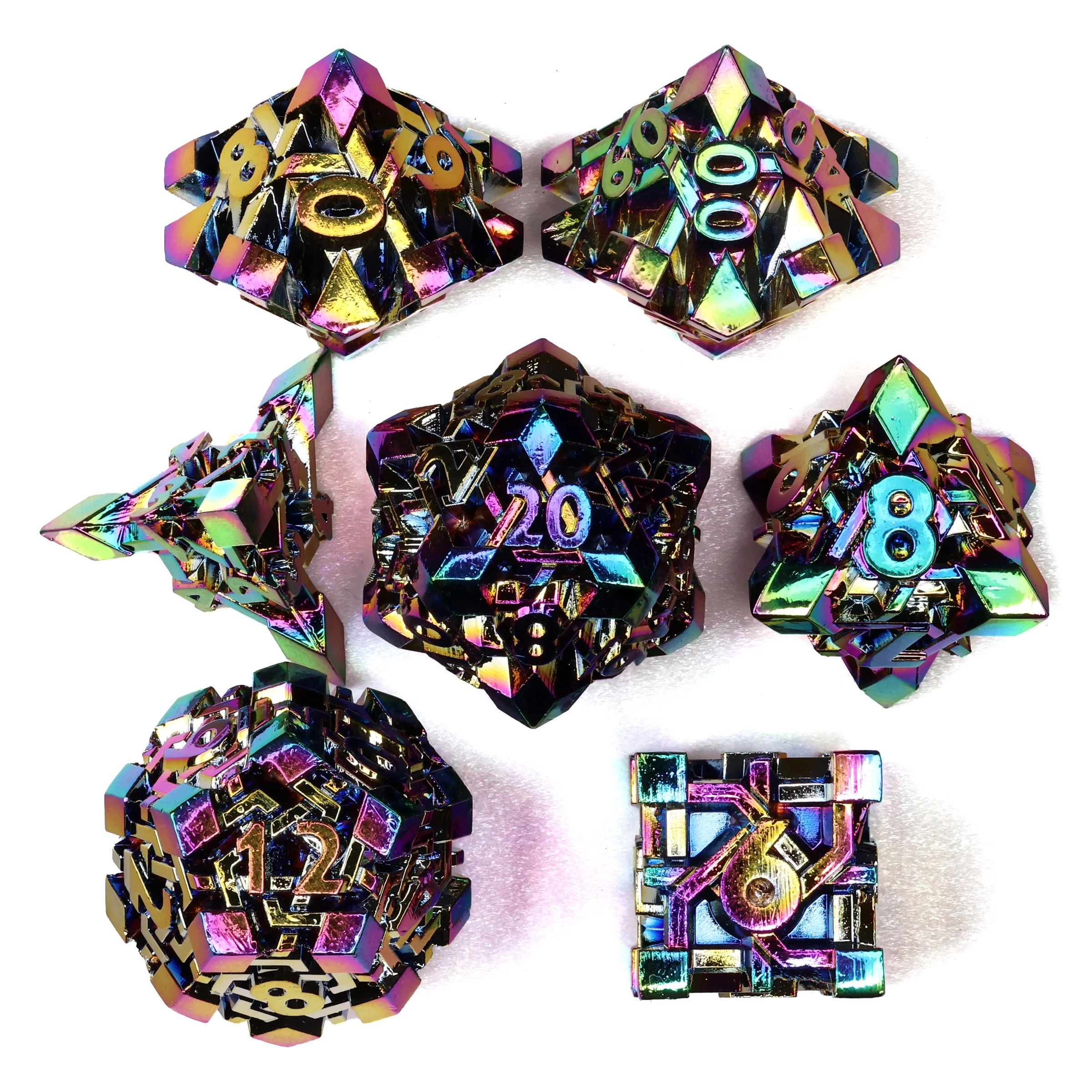 Pixelforge Prism Iridescent Metal RPG Dice Set | 7 Pieces - Image 2