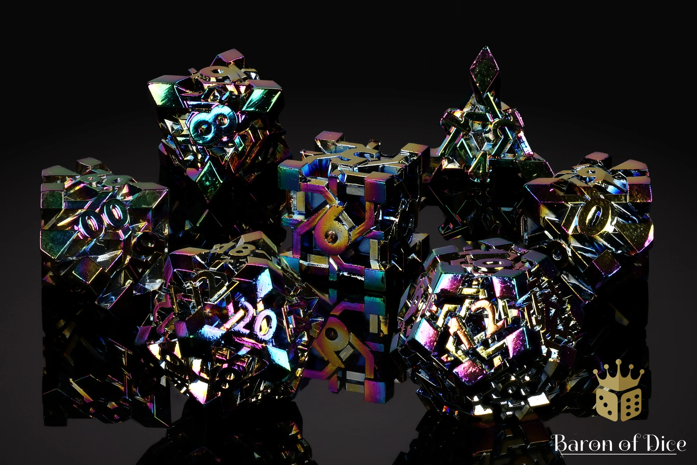 Pixelforge Prism Iridescent Metal RPG Dice Set | 7 Pieces - Image 3