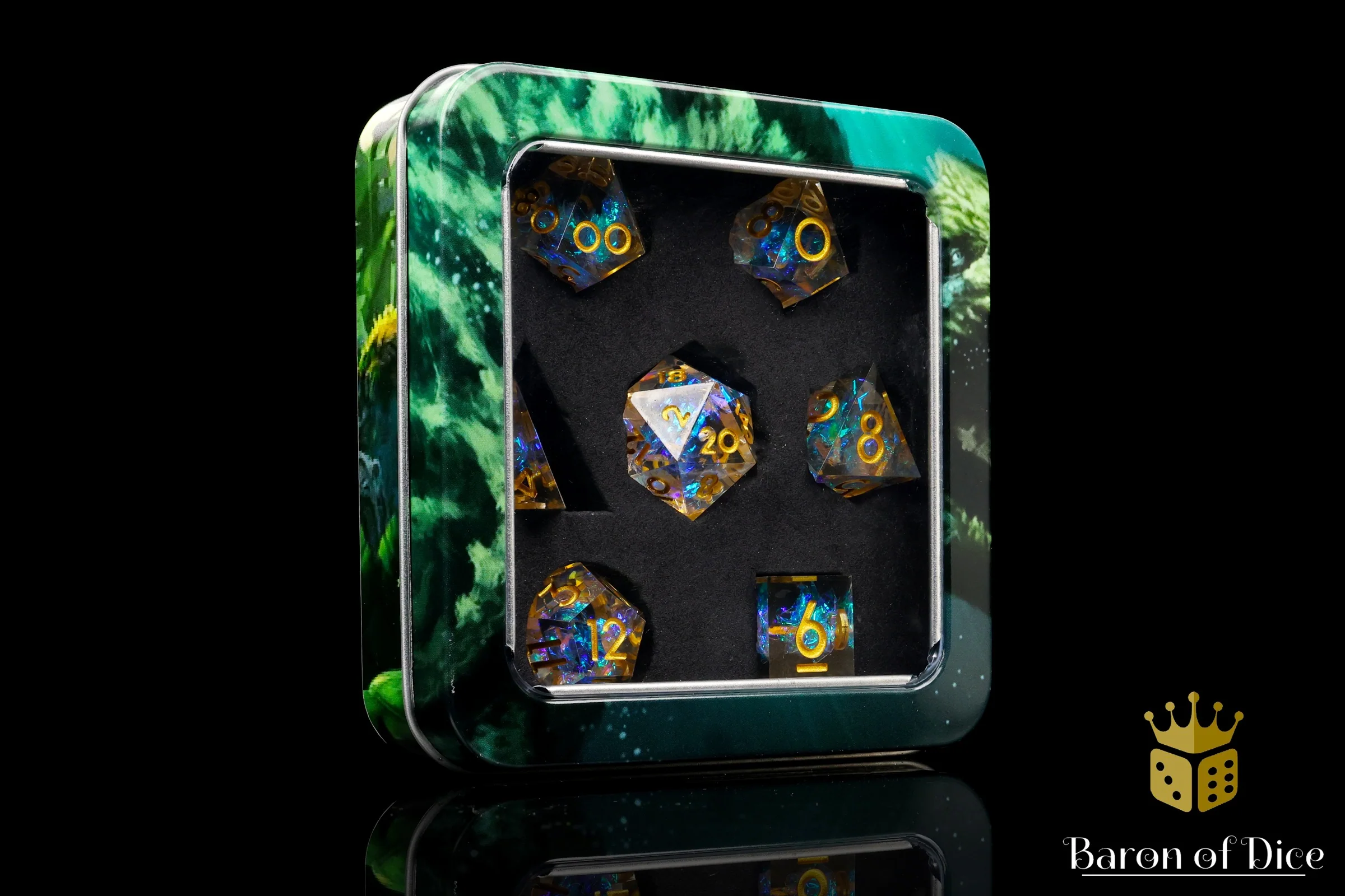 Shiny Like A Diamond! Sharp Edge RPG Dice Set - 7 Pieces - Image 4