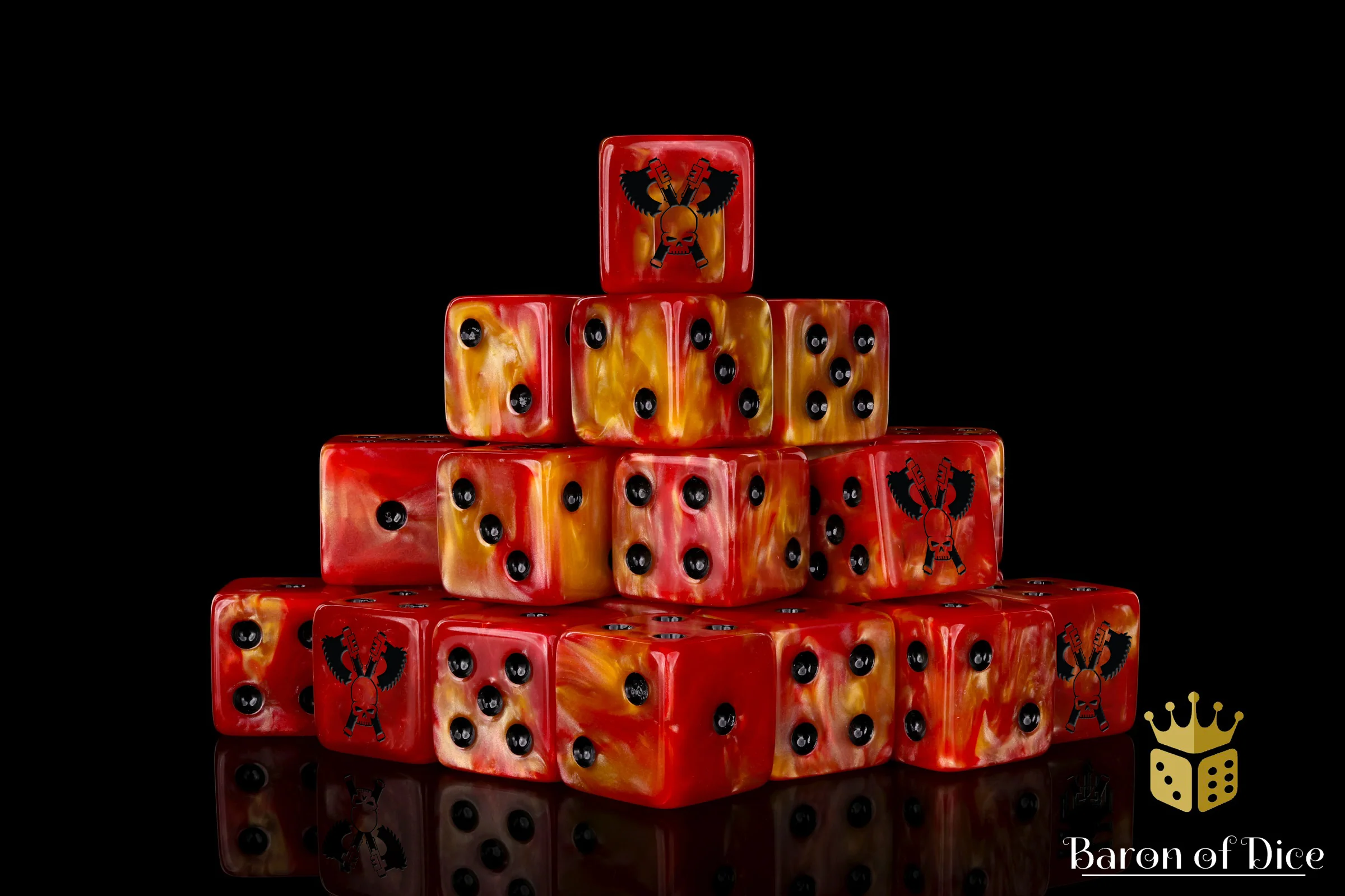 Skull Grinders Dice - Fiery Hell